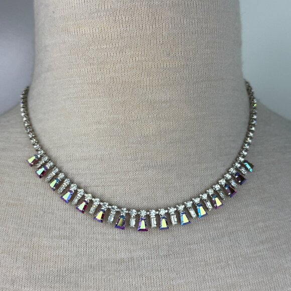 Stunning Vintage B David AB Red Rhinestone Full Parure Set Choker Bracelet Earri - Picture 6 of 16